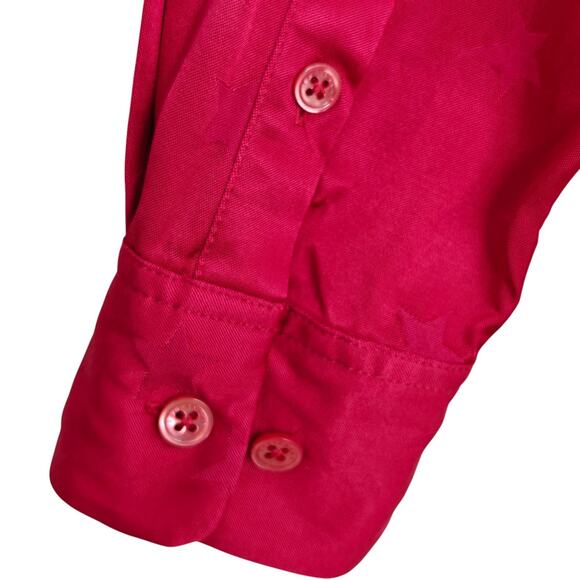 Equipment x Tabitha Simmons Star Print Satin Shirt Size XS Hot Pink Button Front - Picture 7 of 9